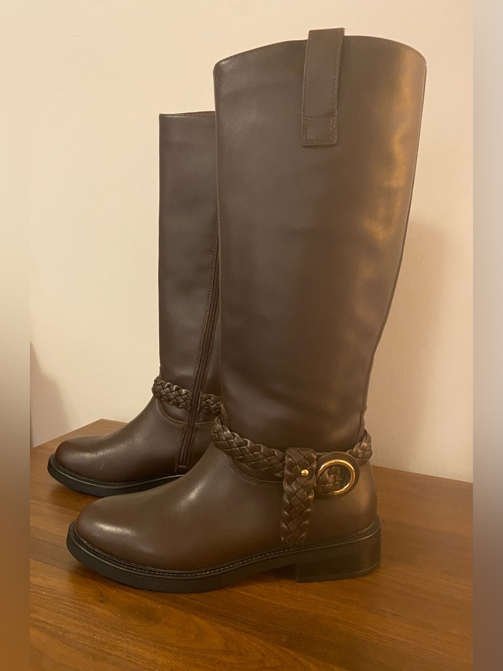 New Aldo Philippa Leather Dark Brown Riding Boot Size 8.5 - Picture 3 of 9